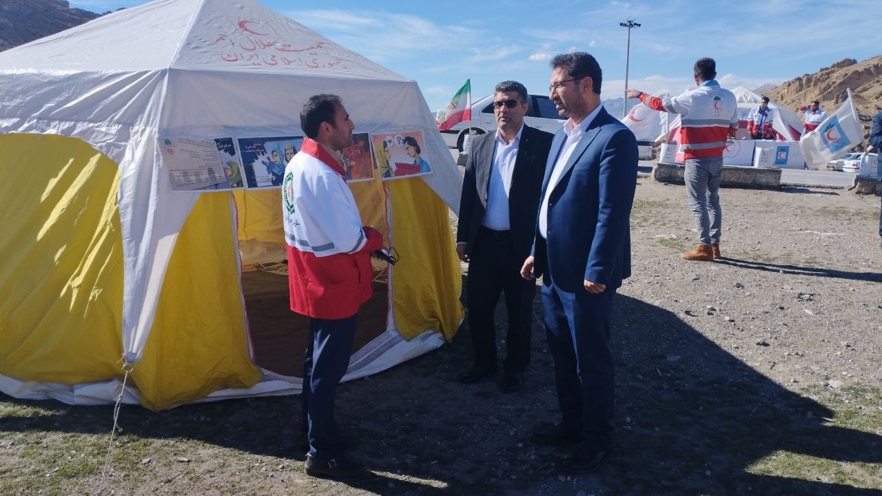 بازدید محمد رضا عبدالله نژاد فرماندار چالدران از پایگاه ایمنی و سلامت مسافرین نوروزی جمیعت هلال احمر چالدران واقع در قره کلیسا